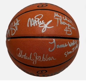 L.A. LAKERS Worthy Johnson Jabbar Scott Thompson HOF signed basketball COA Hologram