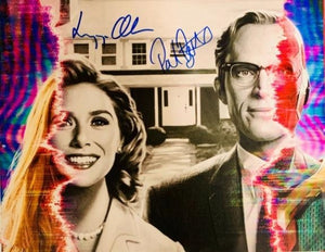 Elizabeth Olsen Paul Bettany signed autographed photo COA Hologram