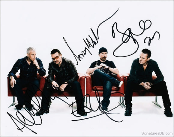 U2 BAND signed autographed photo COA Hologram
